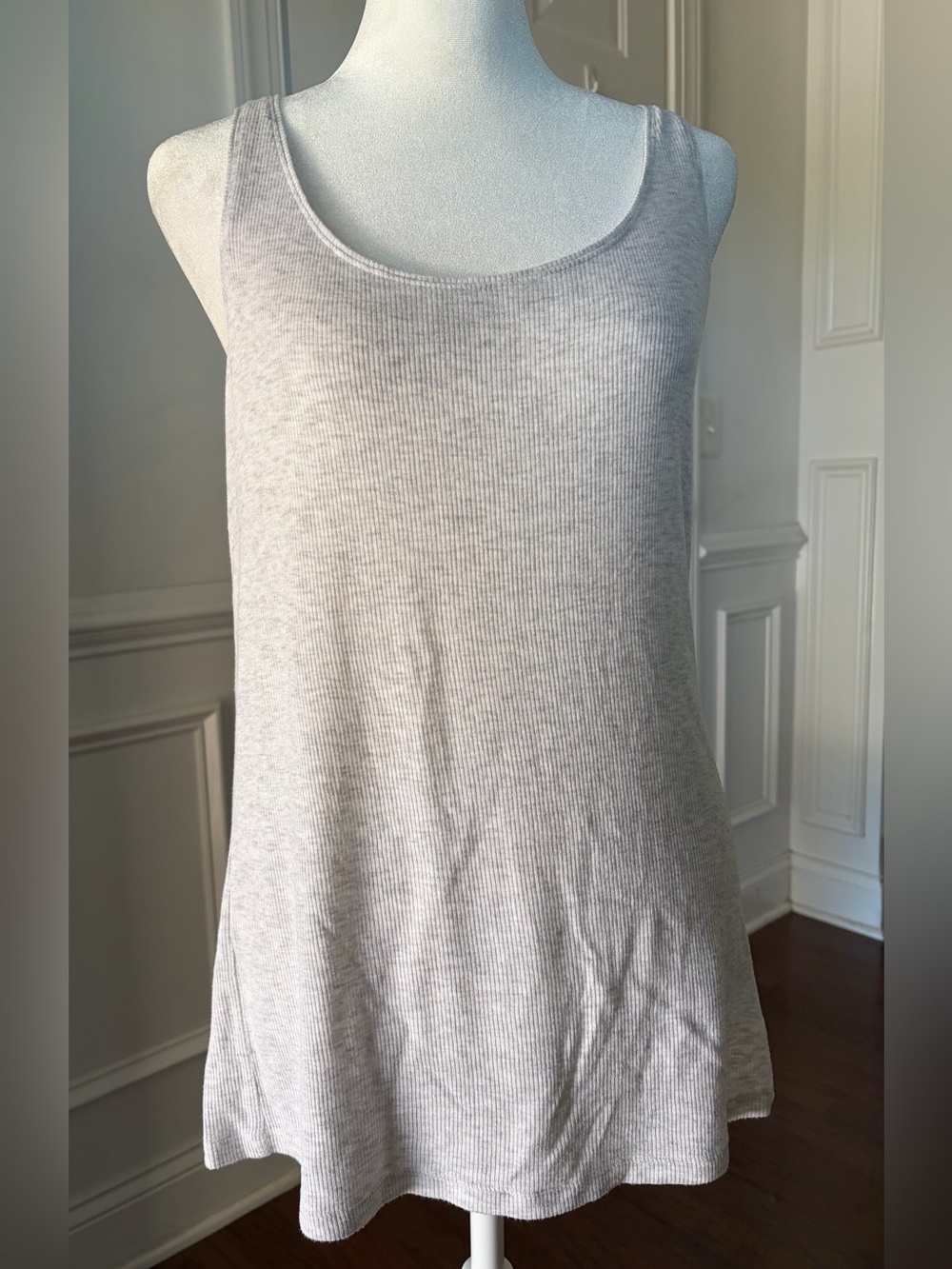 Eileen Fisher Soft Stretch Rib Knit Tank Top | Size Medium | Heather Gray - Picture 2 of 5